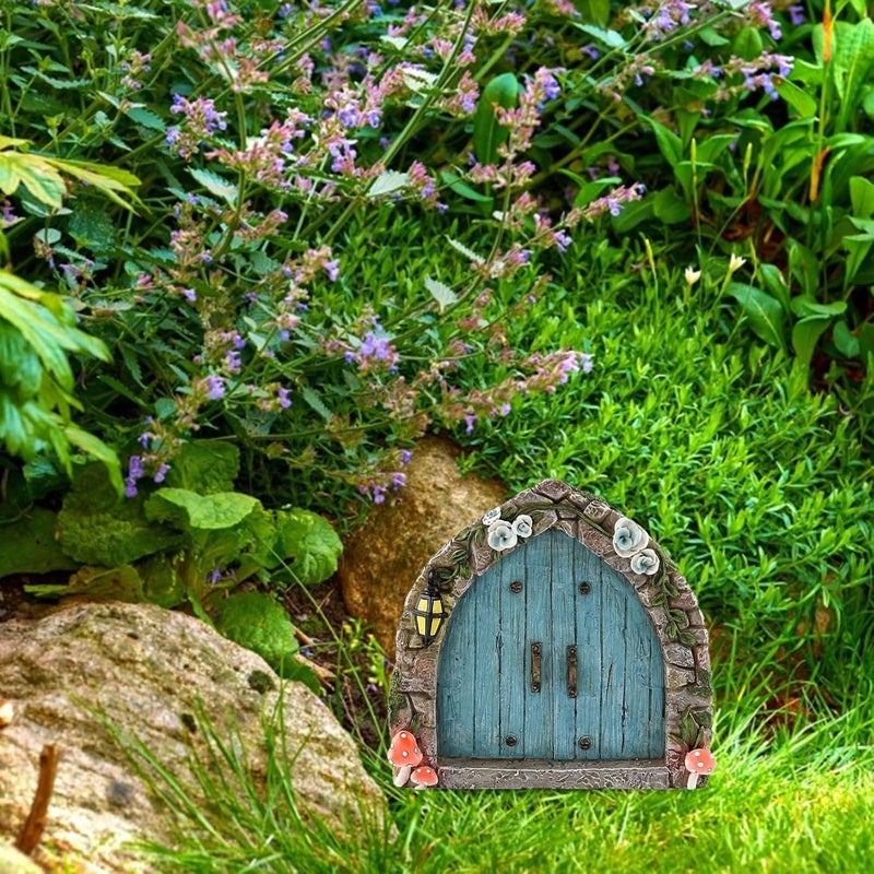 SETOFI Fairy Door for Tree, Wooden Fairy Doors Elf Door Miniature Wood Doors for Garden Yard Trees Ornaments (D) - Image 4